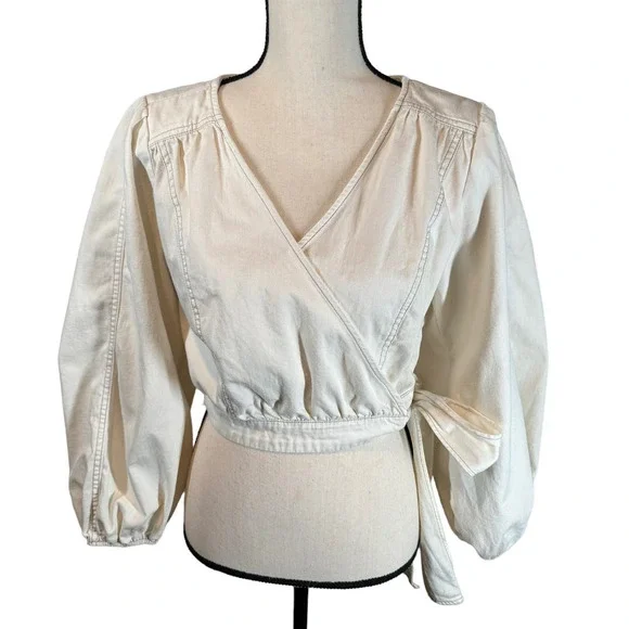 Free People Cream Wrap Blouse - Picture 7 of 14